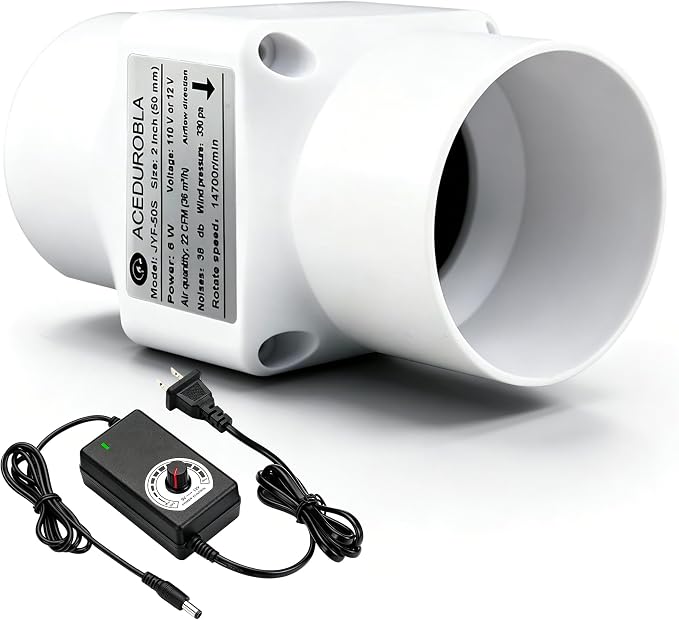 2'' Duct Fan for Adjustable Speed, 22 CFM Duct Intake High Efficiency Air Fan by ACEDUROBLA