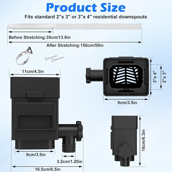 WADEO Rainwater Collection System, Downspout Diverter Fits - Image 7