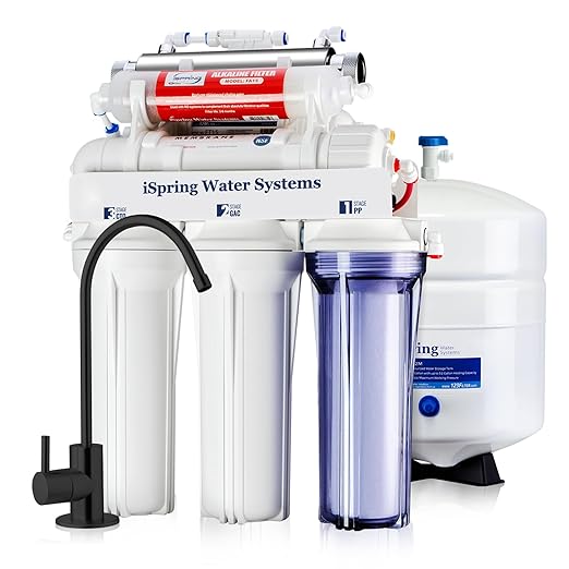iSpring RCC7AK-UVBLK, NSF/ANSI 58 Certified, Alkaline and UV 7-Stage Reverse by iSpring