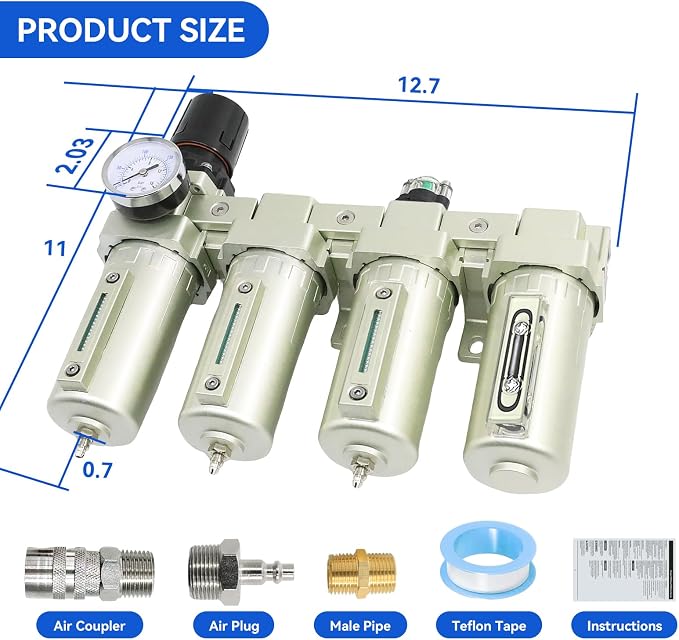 1/2" NPT Industrial Grade 4 Stage Air-Dryer-for-Compressor, - Image 2