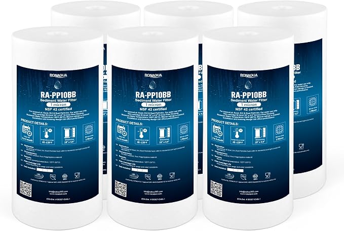 Ronaqua 10" x 4.5" Big Sediment Replacement Water Filter Cartridge, 1 Micron by Ronaqua