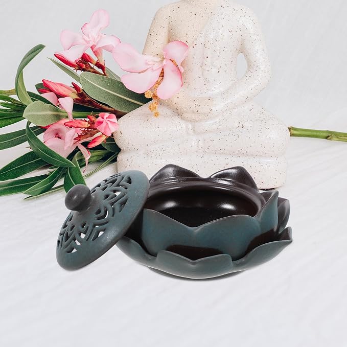 Artibetter Lotus Ceramic Incense Holder Censer Delicate Home Fragrance Burner - Image 7