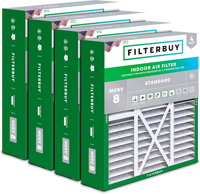 Filterbuy 16x20x5 Air Filter MERV 8 Essential Dust & Allergy Defense, Pleated by Filterbuy