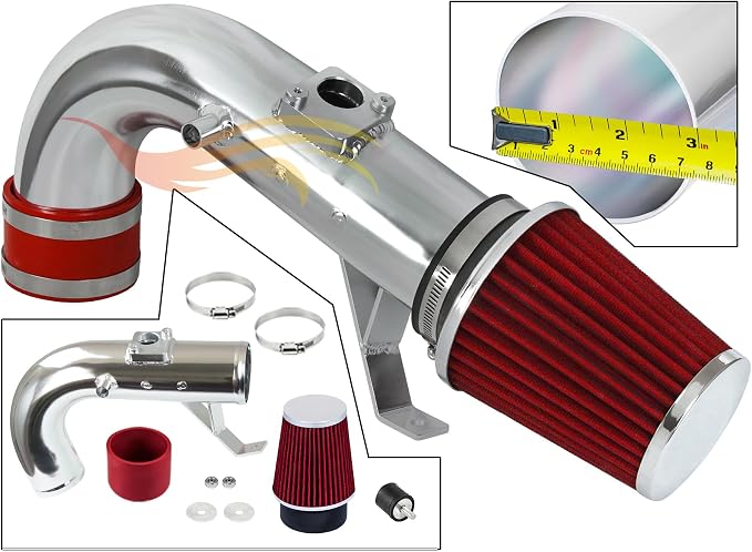 Rtunes Racing Short Air Intake System Kit + Filter Combo Red Compatible - Image 2