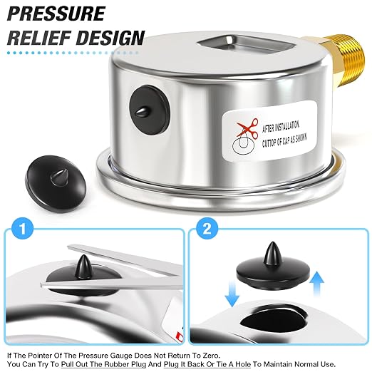 MEANLIN MEASURE 0~100Psi Dry Pressure Gauge Stainless Steel 1/4" NPT 2" FACE - Image 6