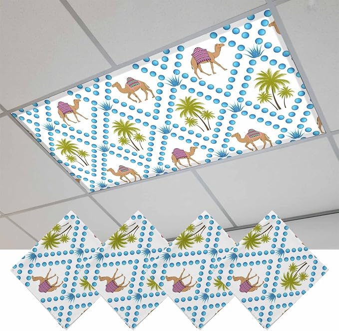 4 Pack Fluorescent Light Cover, Camels Palm Trees Light Covers by Unknown
