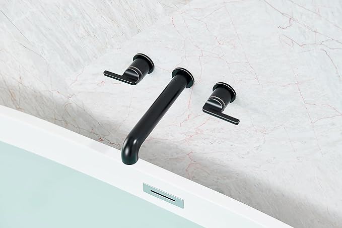 SITGES Solid Brass Wall Mount Tub Filler,10" Long Spout Reach Wall Mount Bathtub Faucet with Two Lever Handles,High Flow Bathtub Faucet Set with Rough-in Valve Included,Oil Rubbed Bronze