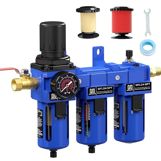 NEWPO 1/2'' NPT Compressed Air Filter Regulator Lubricator Combo by NEWPO