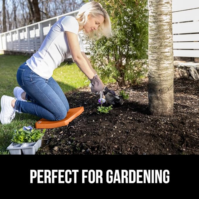 GORILLA GRIP Extra Thick Patent Pending Soft Foam Kneeling Pad, 2 PK, Supportive Large Cushion Knee Pads for Gardening, Baby Bath, Dirt and Water Resistant, Workout and Garden Supplies, 17.5x11 Orange
