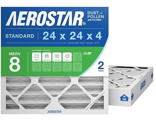 Aerostar 24x24x4 MERV 8 Air Filter 2 Pack, HVAC Pleated A/C Furnace Filters by AirFiltersDelivered