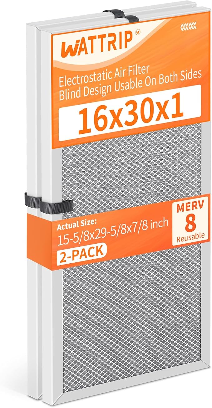 2-Pack 16x30x1 MERV 8 Reusable & Washable Electrostatic Air Filters by BreatheSmartLiveClean