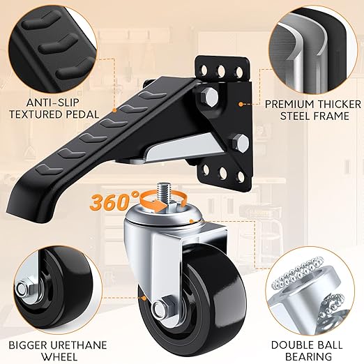 SOLEJAZZ Workbench Casters Wheels 920Lbs Retractable Casters Set of 4 Heavy - Image 2