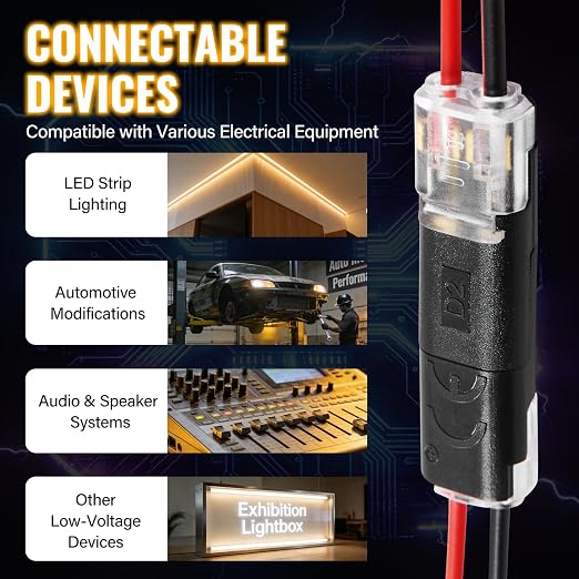50Pcs D2 Quick Connect Wire Connectors – Optional Stripping Double Wire Plug in - Image 5