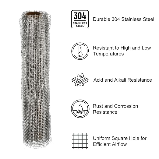 PATIKIL 40"L x 10"W Woven Wire Mesh, 8 Mesh 304 Stainless Steel Air Vent Filter - Image 3