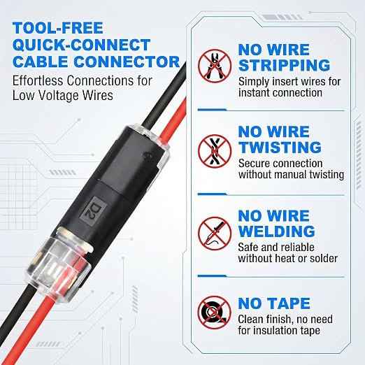 30PCS Double Wire Plug in Connector, Pluggable Low Voltage Wire Connector - Image 2