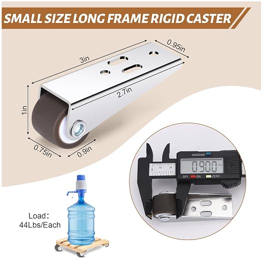 8Pcs 0.9Inch Small Low Profile Casters Wheels Side Mount, Mini Long Frame Rigid - Image 5