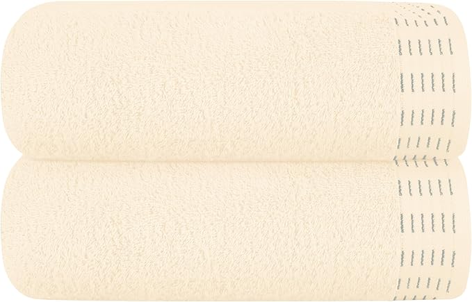 Cotton 2 Pack Oversized Bath Towel Set 28x55 inches, Large Bath Towels, Ultra Absorbant Compact Quickdry & Lightweight Towel, Ideal for Gym Travel Camp Pool - Ivory