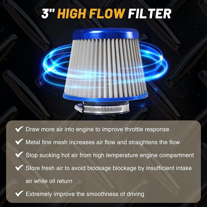 3 Inch Universal Cold Air Intake Filter Kit - Image 5