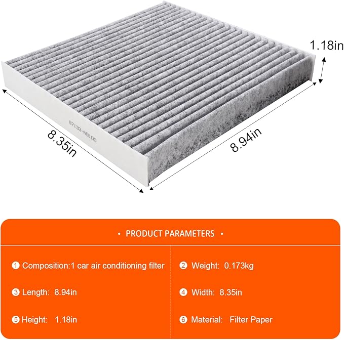 Cabin Air Filter with Activated Carbon, Compatible with CF12820, Hyundai - Image 2