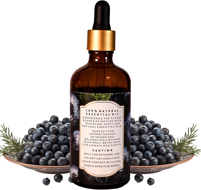 Luxurious Juniper Berry Essential Oil by Enhanced Essentials| Slow Distilled & Pure| for Diffusers,Skin & Hair Care,Aromatherapy,Perfume,Soap & Candle Making|with Glass Dropper|3.38 fl oz (100 ml)