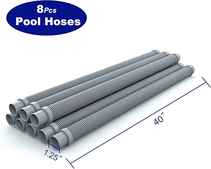 Poolvio Professional Swimming Pool Vacuum Cleaner Hose -1.5” 8 Piece Hoses - Image 3