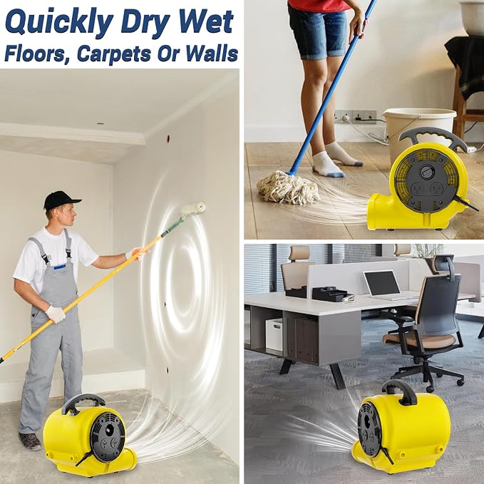 Air Mover Blower Fan, Industrial 1/2HP 2500CFM Monster Floor Blower Carpet - Image 6