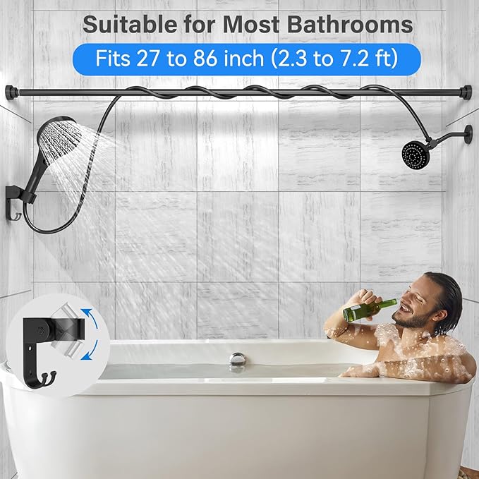 Dual Shower Head with Handheld for Couples: High Pressure Double Shower Heads for Two People - Adjustable Two Showerhead System with 3 Flow Settings Fits 2 Person Bathroom (Black)