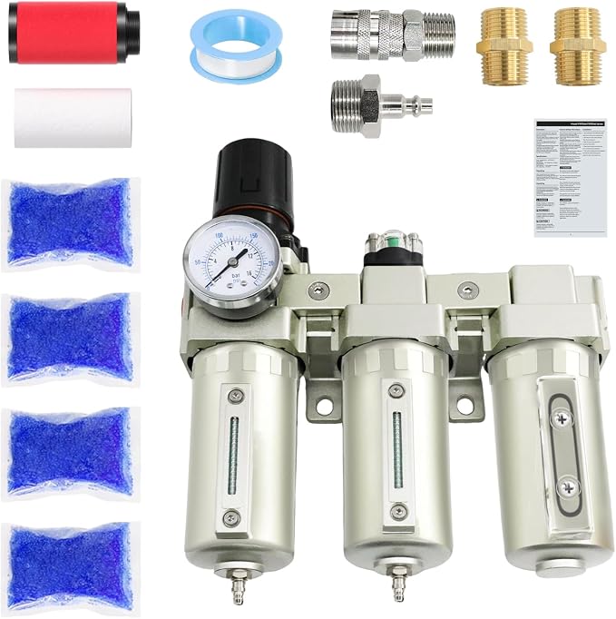 1/2" NPT Industrial Grade 3 Stage Air-Dryer-for-Compressor, Manual Drain by Variousaccessoriesavailable