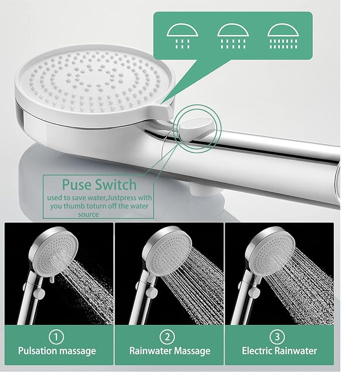 RV Outdoor Shower Head Kit with Garden Hose Fitting and Suction Cup - RV Outside Shower - Easily Installed and Removed On Outside of Camper(RV Shower Head Kit with on/off switch, chrome)