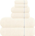 MyOwn Ultra Soft 6 Pack Cotton Towel Set, Contains 2 Bath Towels 28x55 inch, 2 Hand Towels 16x24 inch & 2 Wash Coths 12x12 inch, Ideal Everyday use, Compact & Lightweight - Ivory