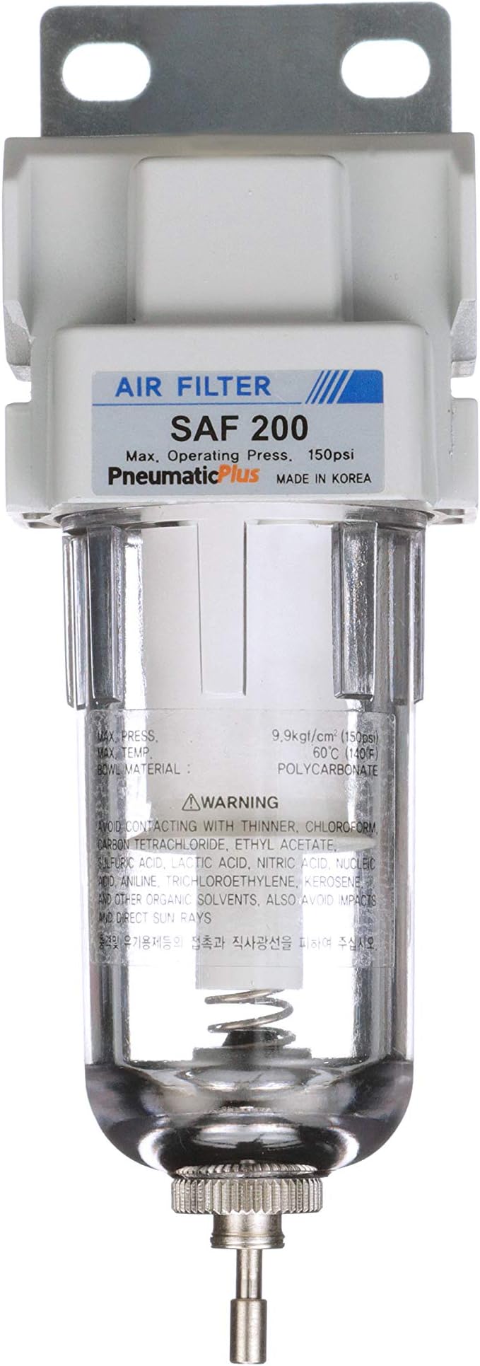 PneumaticPlus SAF200-N02B Miniature Compressed Air Particulate Filter 1/4" NPT - Image 2