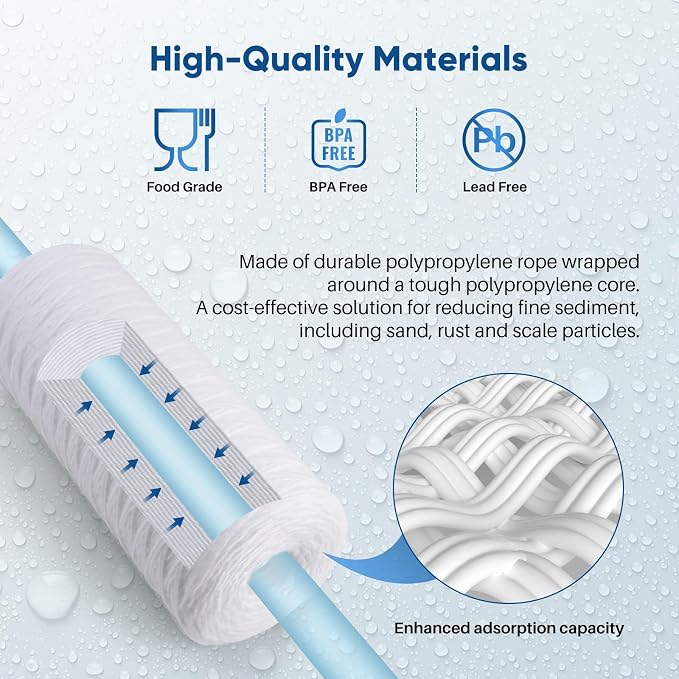 PUREPLUS 5 Micron 10 x 4.5 Whole House String Wound Sediment Filter - Image 5