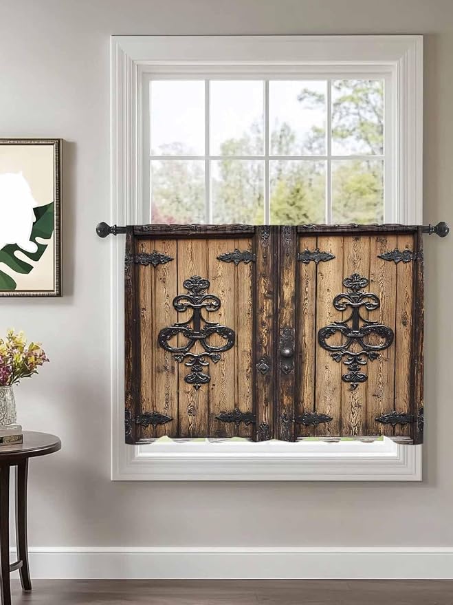 Sheer Curtains 54 Inch Length, Barn Door Semi Sheer Curtains Light Filtering - Image 2