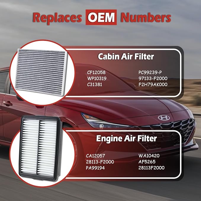 28113-F2000 Engine Air Filter and 97133-F2000 Cabin Air Filter kit Compatible - Image 3