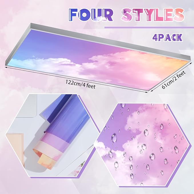 Amylove 4 Pcs Fluorescent Light Covers Classroom Ceiling Panels Light Filters - Image 2