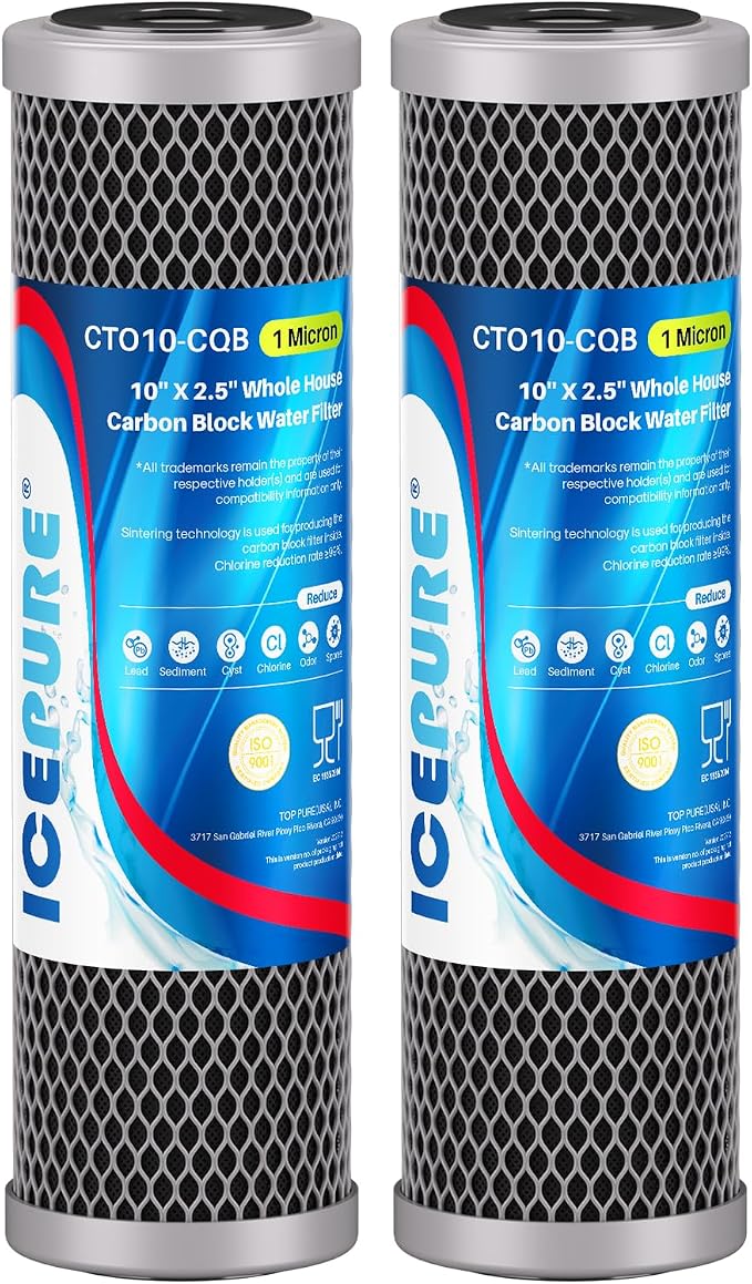 ICEPURE 1 Micron 10" x 2.5" Whole House Upgraded Coconut Shell Activated Water by ICEPURE