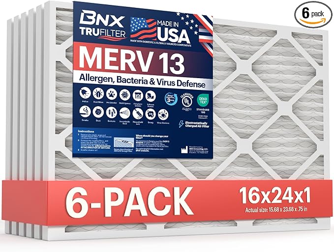BNX TruFilter 16x24x1 Air Filter MERV 13 by BNX