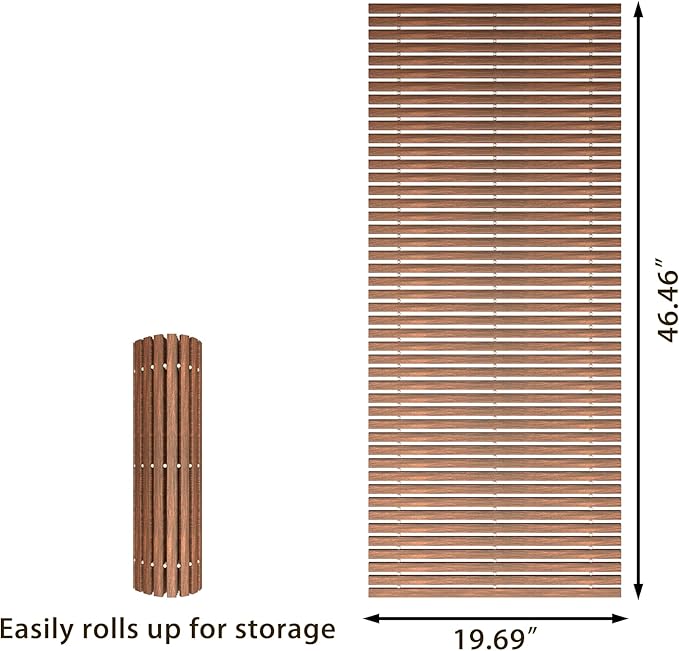 Teak String Shower Mat,Wood Non Slip Bath Mats for Bathroom, Quick Dry Bath Tub Mat for Spa, Sauna, Pool, Hot Tub Flooring Decor and Protector(19.69" W x 46.46" L)