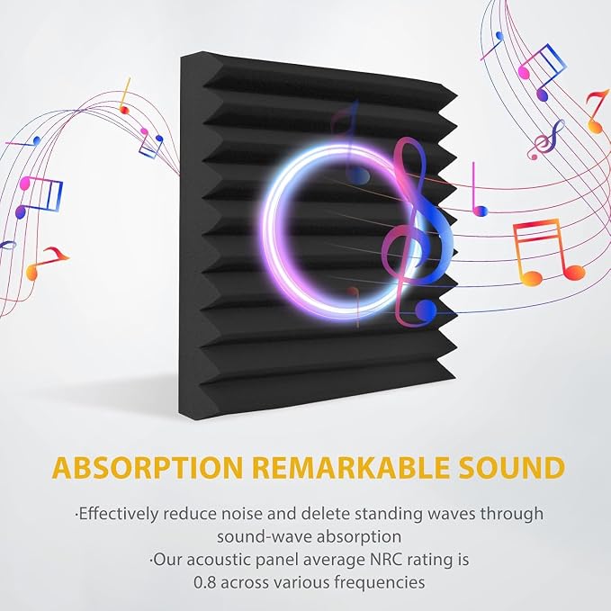 70 Pack Acoustic Foam Panels, Noise Cancelling Dampening Sound Absorbing Black - Image 3