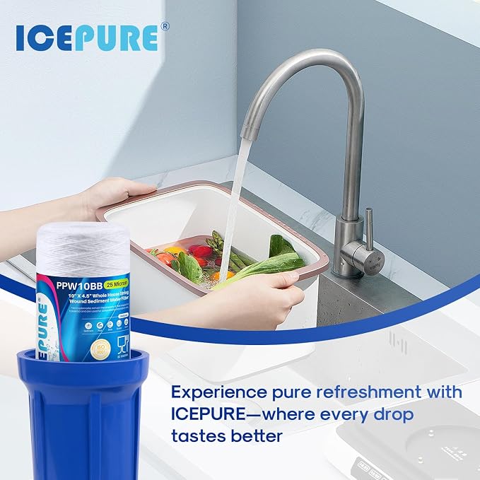 ICEPURE 25 Micron 10”x4.5'' Whole House Sediment String Wound Water Filter - Image 9