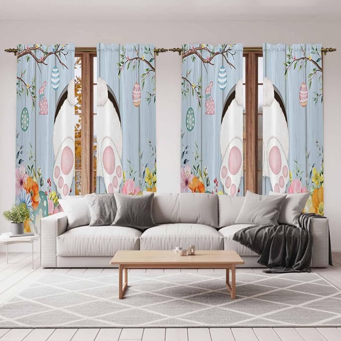 Easter Window Curtains 72 Inch Long 2 Panel Set, Rod Pocket Long Curtains & - Image 7