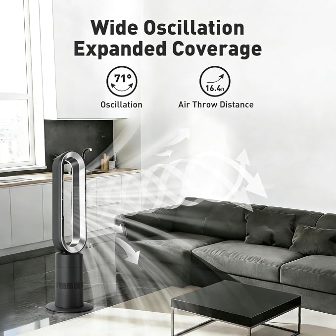 TP18Pro Bladeless Tower Fan and Heater Combo, 71° Oscillation, 35 dB Low Noise - Image 3