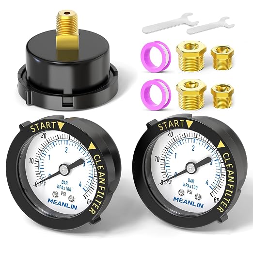 MEANLIN MEASURE 0~60Psi 1/4" NPT Start and Clean Filter Pressure Gauge by MEANLINMEASURE
