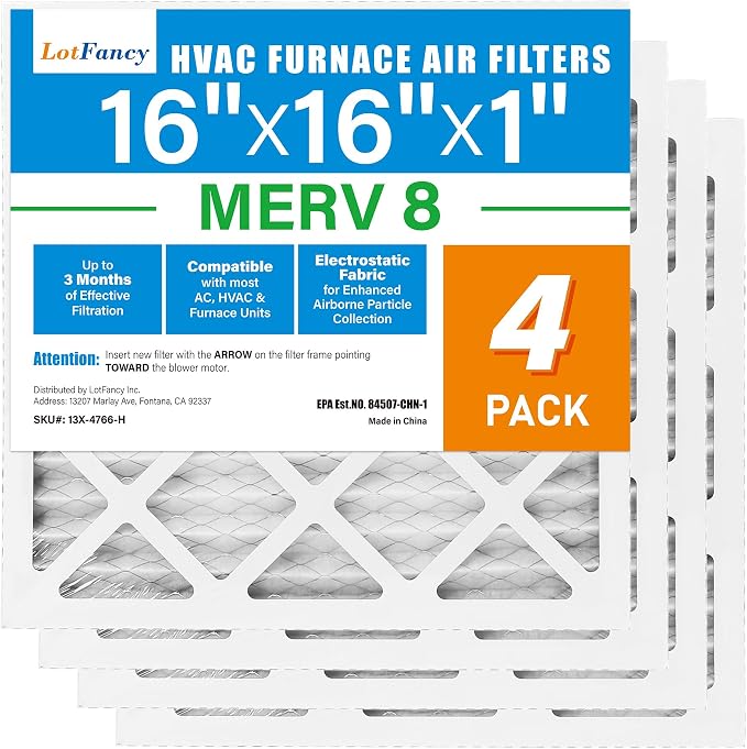 LotFancy 16x16x1 Air Filter MERV 8 4-Pack, Electrostatic Pleated Furnace & AC - Image 9