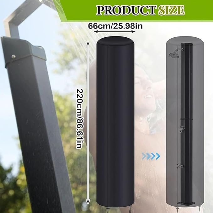 Solar Shower Cover, Windproof Outdoor Protector, 86.61×25.98 Inches Garden Shower with Protection, Camping Accessory, Shield Cover with Easy Installation, Backyard Tool for Patio