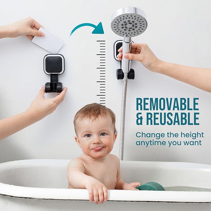TAILI Suction Cup Shower Head Holder Handheld Showerhead Bracket Adjustable Shower Holder, Removable Handheld Showerhead & Wall Mounted Suction Bracket