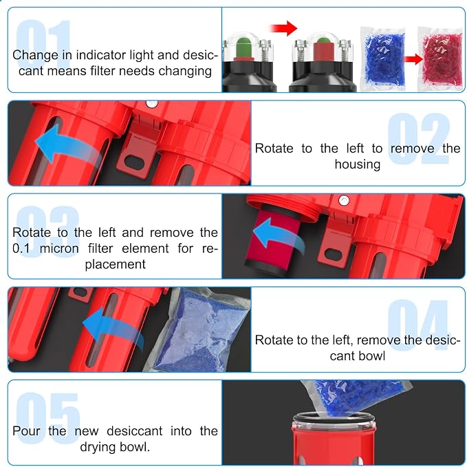 1/2" NPT Aluminium Air Drying System, Coalescing Filter, Desiccant Dryer and - Image 6