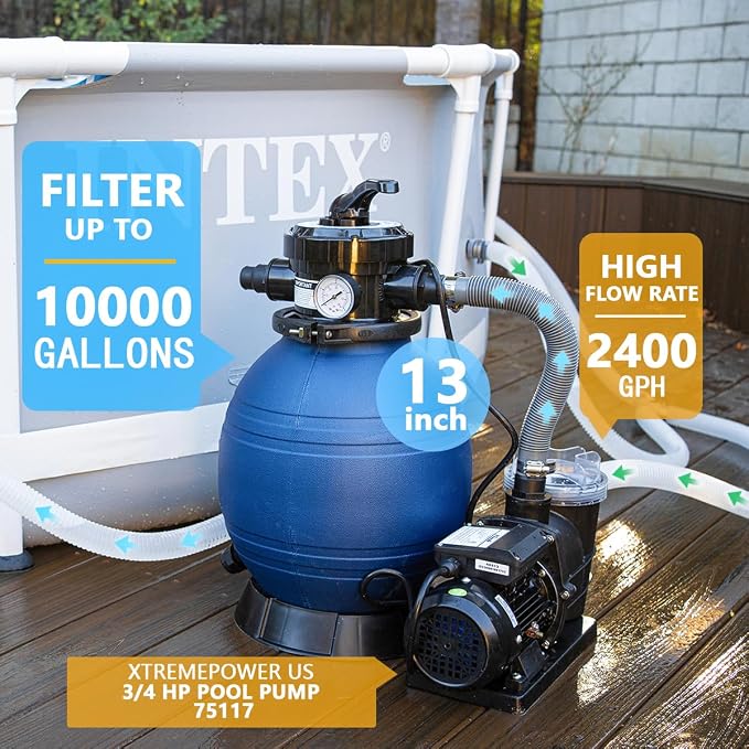 XtremepowerUS High-Flo Sand Filter Pump System 13" Filter Tank 10, 000 Gal - Image 2