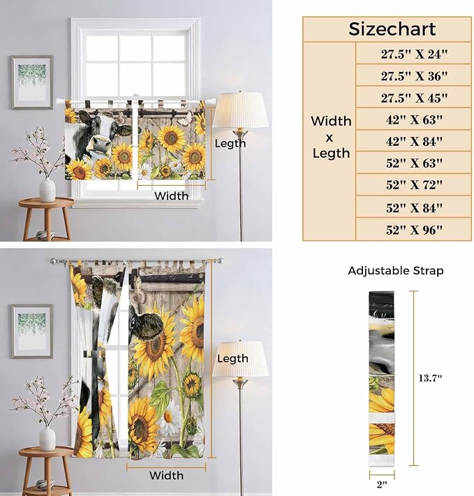 Retro Farmhouse Flower Living Room Curtains 84 Inch Length, Window Curtains Tab - Image 8