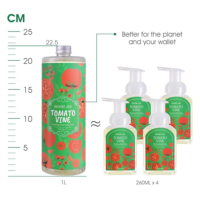 ROMIIE ZOI Liquid Hand Soap Refill, Tomato Vine, Gentle & Moisturizing Formula, 750 ML/ 26 FL OZ